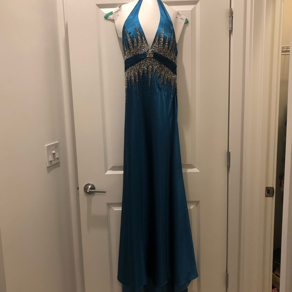 Tiffany Designs Teal Prom Dress